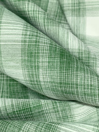 Deep Moss Green/White/Turquoise Green 100% Polyester Plaid Teton Performance Woven Shirting - Robert Kaufman - 56W