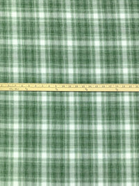 Deep Moss Green/White/Turquoise Green 100% Polyester Plaid Teton Performance Woven Shirting - Robert Kaufman - 56W