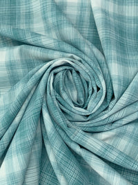 Deep Ocean/White/Bayside Blue 100% Polyester Plaid Teton Performance Woven Shirting - Robert Kaufman - 56W