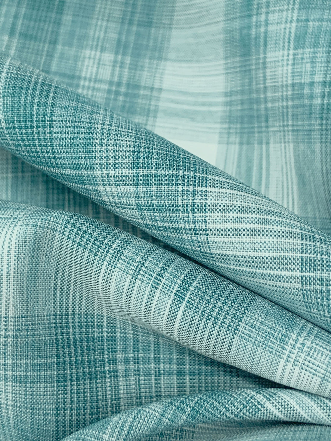 Deep Ocean/White/Bayside Blue 100% Polyester Plaid Teton Performance Woven Shirting - Robert Kaufman - 56W