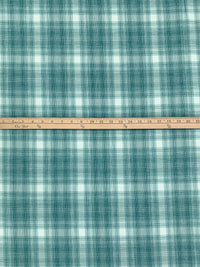 Deep Ocean/White/Bayside Blue 100% Polyester Plaid Teton Performance Woven Shirting - Robert Kaufman - 56W