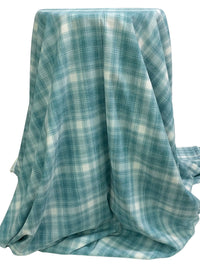 Deep Ocean/White/Bayside Blue 100% Polyester Plaid Teton Performance Woven Shirting - Robert Kaufman - 56W