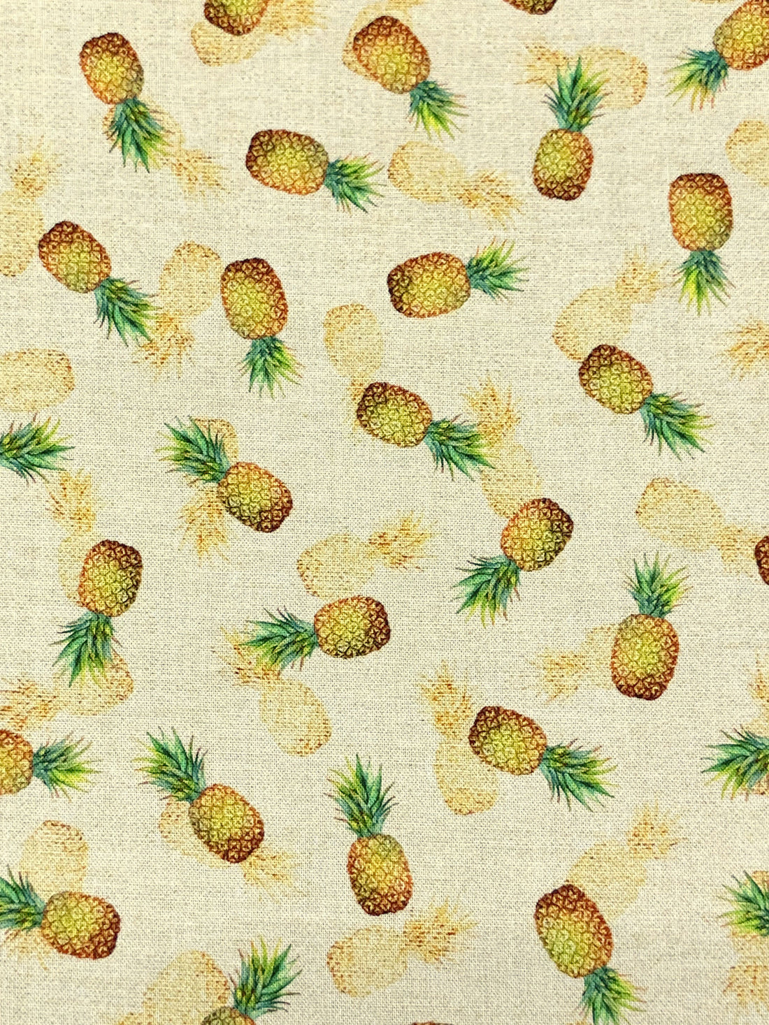 Pale Cream/Sunburst Yellow 100% Cotton "Pineapple" Print Tropical Gardens Aloha Iki - Robert Kaufman - 44W