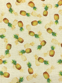 Pale Cream/Sunburst Yellow 100% Cotton "Pineapple" Print Tropical Gardens Aloha Iki - Robert Kaufman - 44W