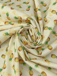 Pale Cream/Sunburst Yellow 100% Cotton "Pineapple" Print Tropical Gardens Aloha Iki - Robert Kaufman - 44W