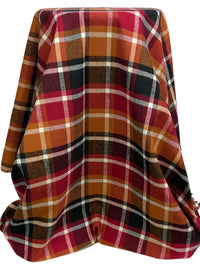 Maple/Antique Ruby/White/Black 100% Cotton Plaid Weave Tahoe Flannel - Robert Kaufman - 44W