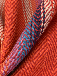 Medium Vermilion/Shadow Blue/Multi 100% Cotton Baja Blanket Vertical Stripe Weave Woven - Robert Kaufman - 44W