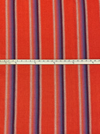 Medium Vermilion/Shadow Blue/Multi 100% Cotton Baja Blanket Vertical Stripe Weave Woven - Robert Kaufman - 44W