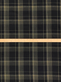 Old Bamboo/Black 100% Linen Yarn-Dyed Plaid Weave Shirt Weight Woven - European Mill - 59W
