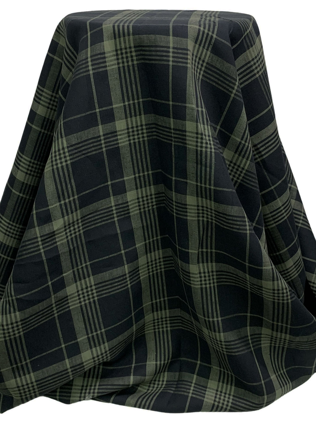 Old Bamboo/Black 100% Linen Yarn-Dyed Plaid Weave Shirt Weight Woven - European Mill - 59W