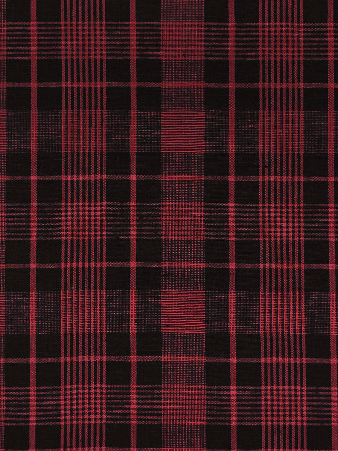 Rose Vale/Black 100% Linen Yarn-Dyed Plaid Weave Shirt Weight Woven - European Mill - 58W