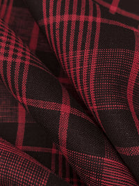 Rose Vale/Black 100% Linen Yarn-Dyed Plaid Weave Shirt Weight Woven - European Mill - 58W