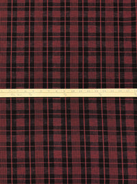 Rose Vale/Black 100% Linen Yarn-Dyed Plaid Weave Shirt Weight Woven - European Mill - 58W