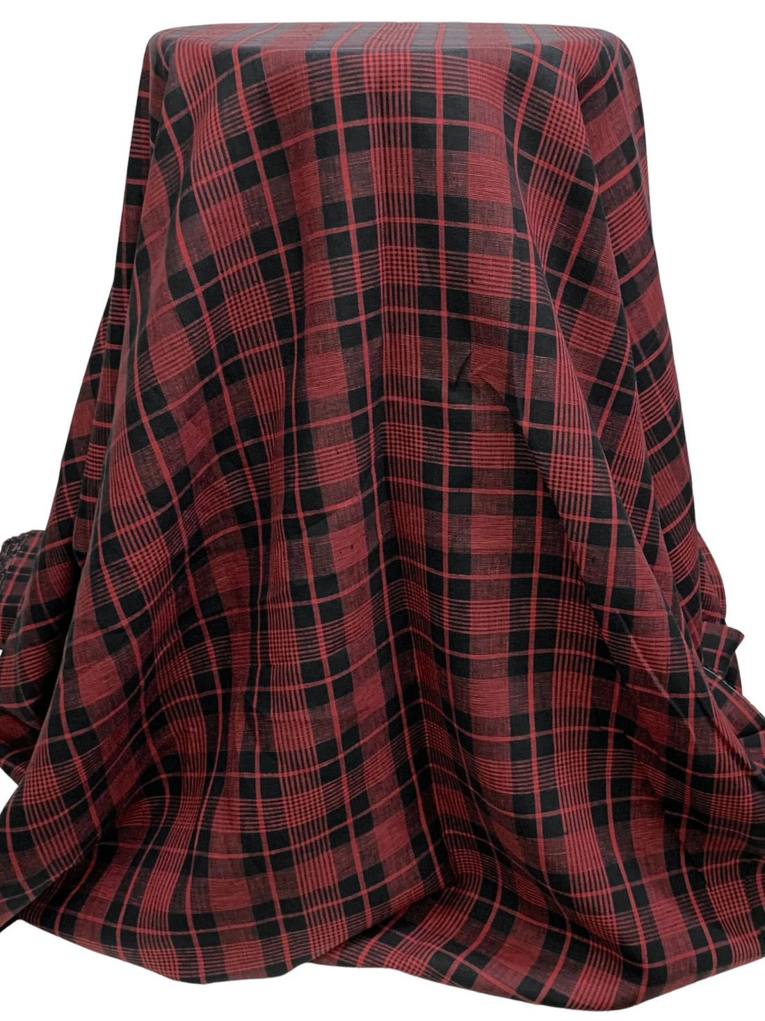 Rose Vale/Black 100% Linen Yarn-Dyed Plaid Weave Shirt Weight Woven - European Mill - 58W