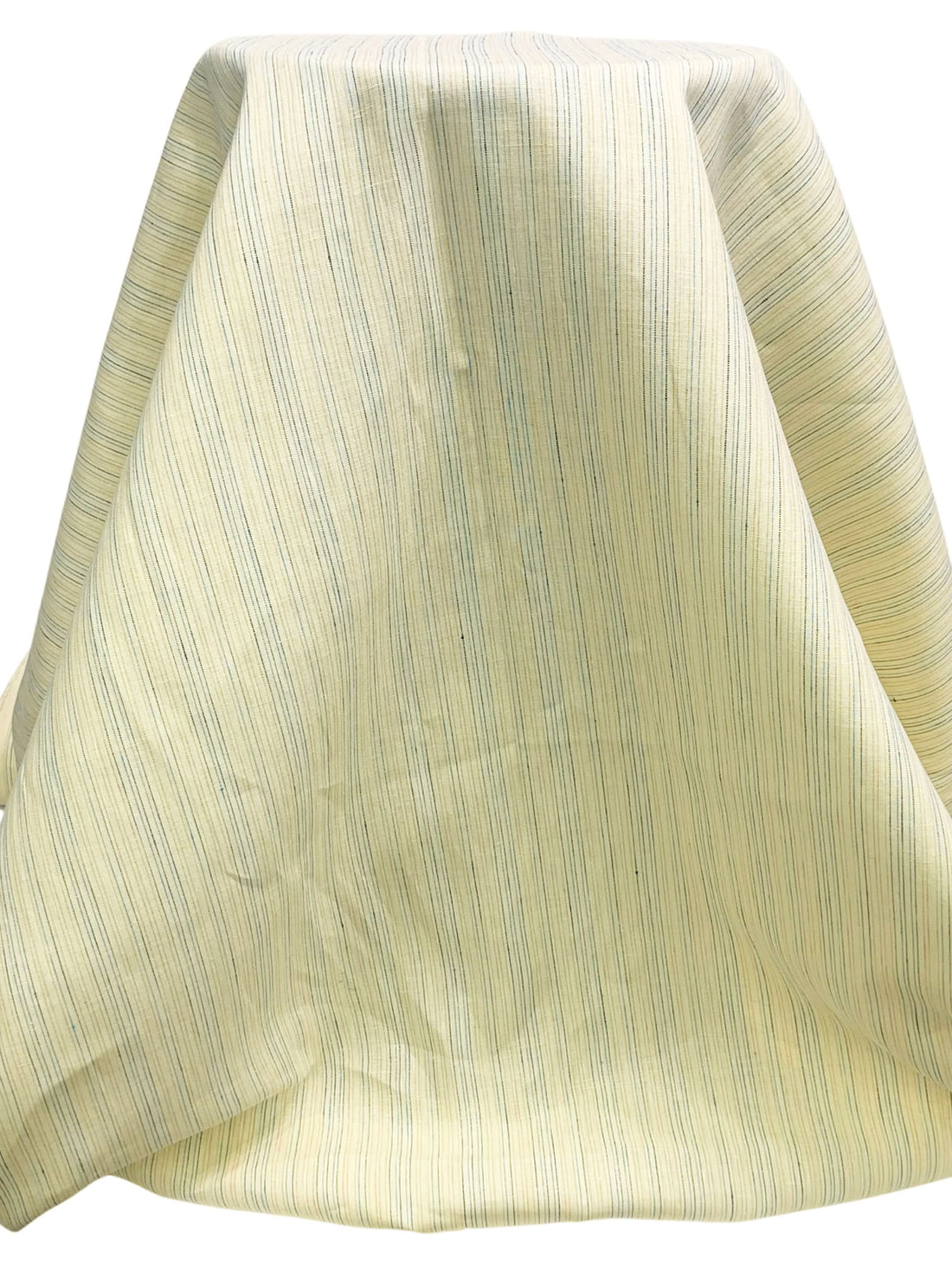 Light Goldenrod Yellow/Moonstone Blue/Pale Oak/Multi 100% Linen Vertical Stripe Weave Shirt Weight Woven - European Mill - 59W
