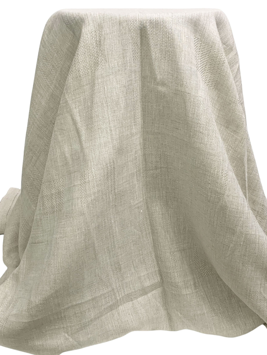 Gray Sand/Off-White 100% Linen Geometric Jacquard Weave Shirt-Weight Woven - European Mill - 59W
