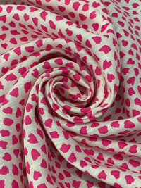 Fuchsia Rose Pink/White 100% Linen Pebble Print Midweight Woven - European Mill - 58W