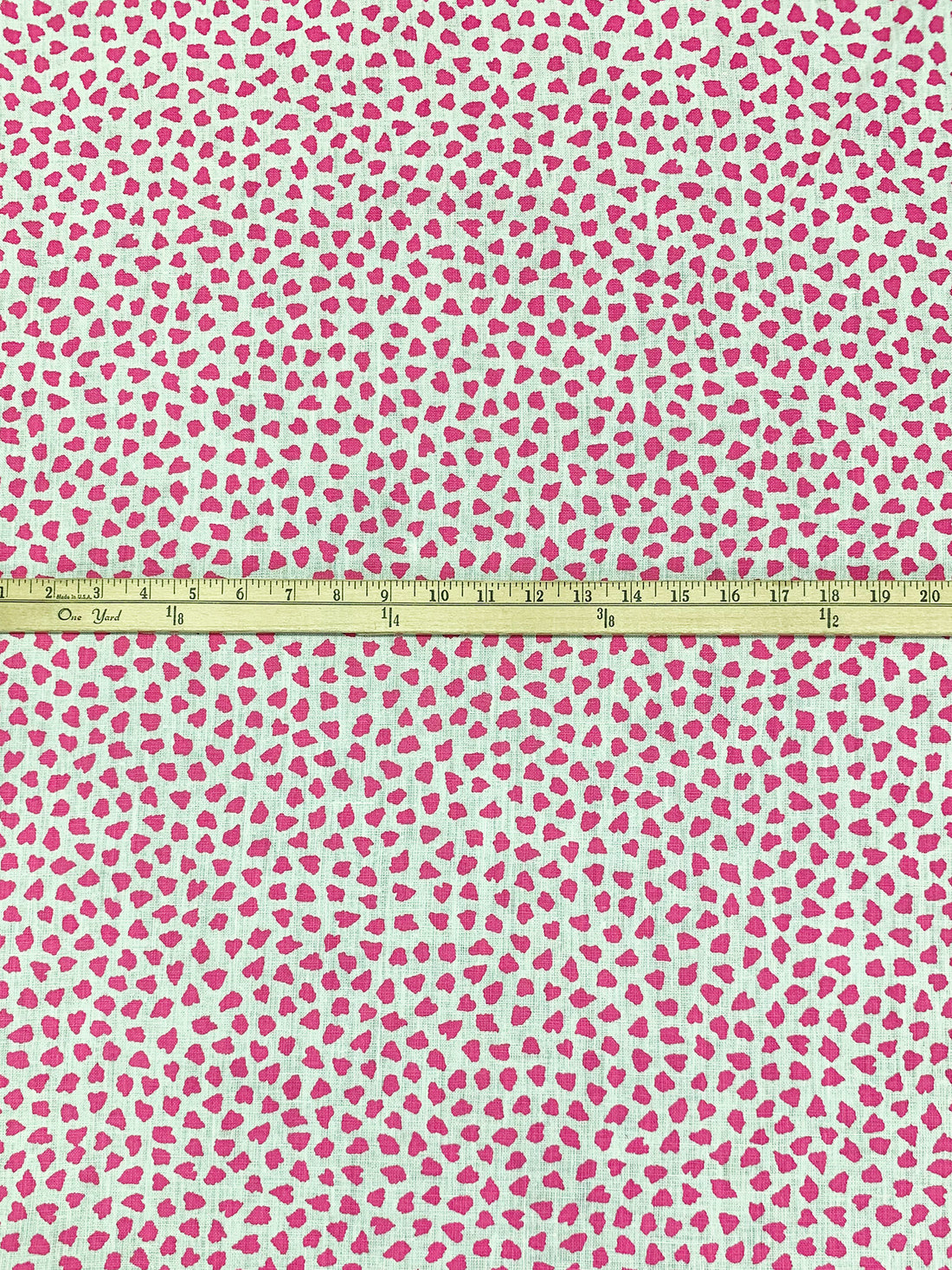 Fuchsia Rose Pink/White 100% Linen Pebble Print Midweight Woven - European Mill - 58W