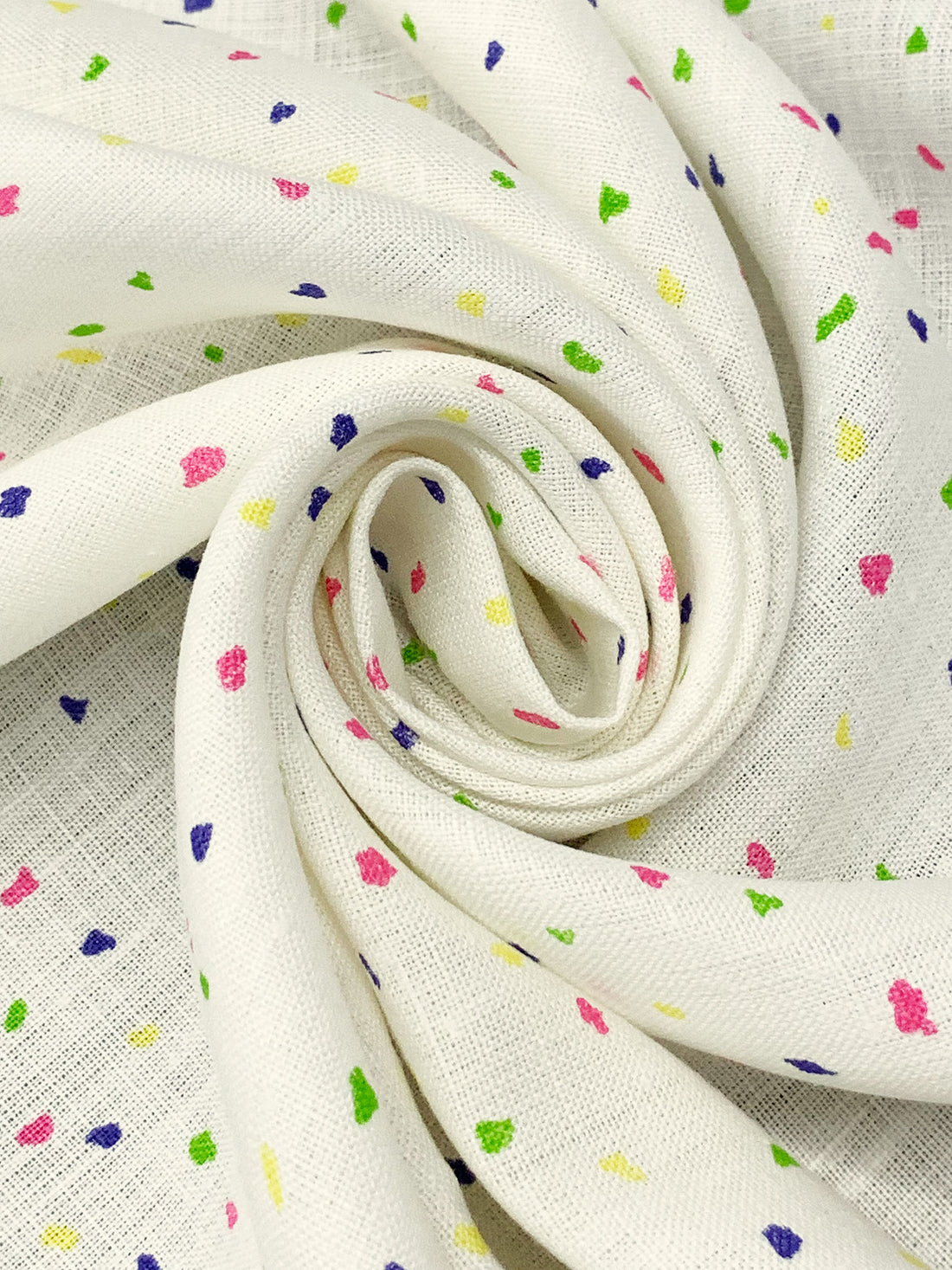 Eggshell/Multi 100% Linen Terrazzo-Look Print Midweight Woven - European Mill - 57W