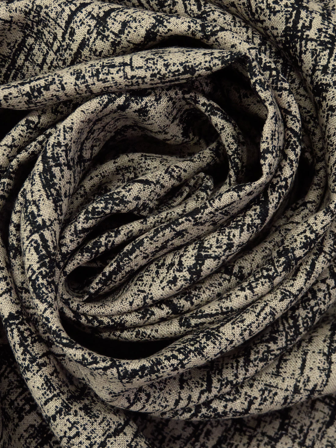 Jute/Black 100% Linen Grunge Print Shirt Weight Woven - European Mill - 58W