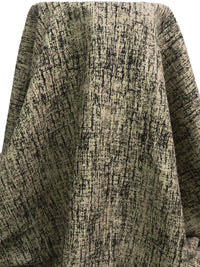 Jute/Black 100% Linen Grunge Print Shirt Weight Woven - European Mill - 58W