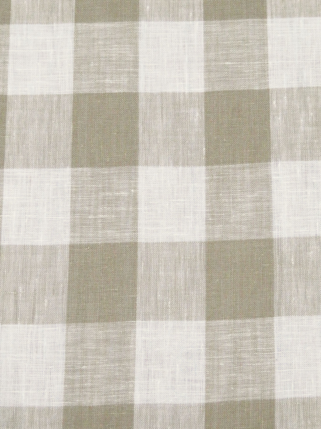 Willow Gray/White 100% Linen Large Gingham Weave Shirt Weight Woven - European Mill - 57W