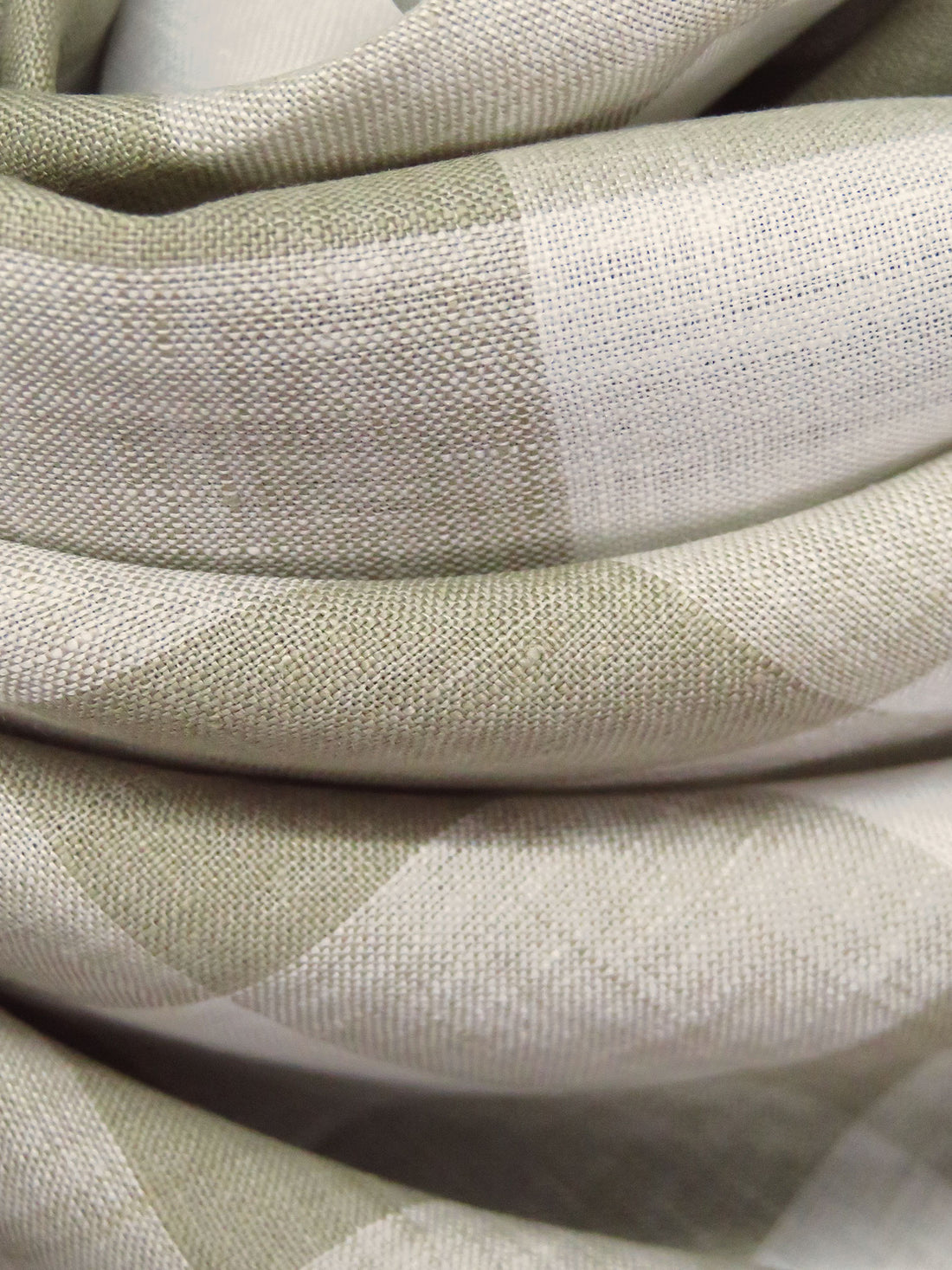 Willow Gray/White 100% Linen Large Gingham Weave Shirt Weight Woven - European Mill - 57W