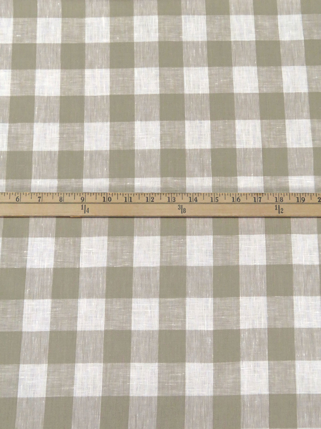 Willow Gray/White 100% Linen Large Gingham Weave Shirt Weight Woven - European Mill - 57W