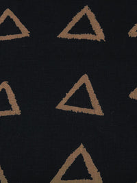 Black/Pastel Brown 100% Linen Triangle Print Mid-Weight Woven - European Mill - 60W