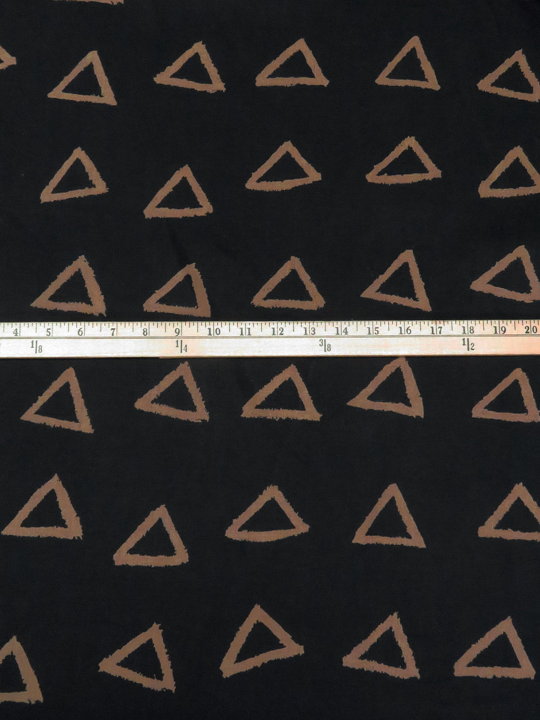 Black/Pastel Brown 100% Linen Triangle Print Mid-Weight Woven - European Mill - 60W