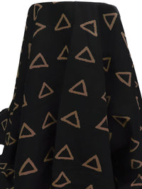 Black/Pastel Brown 100% Linen Triangle Print Mid-Weight Woven - European Mill - 60W