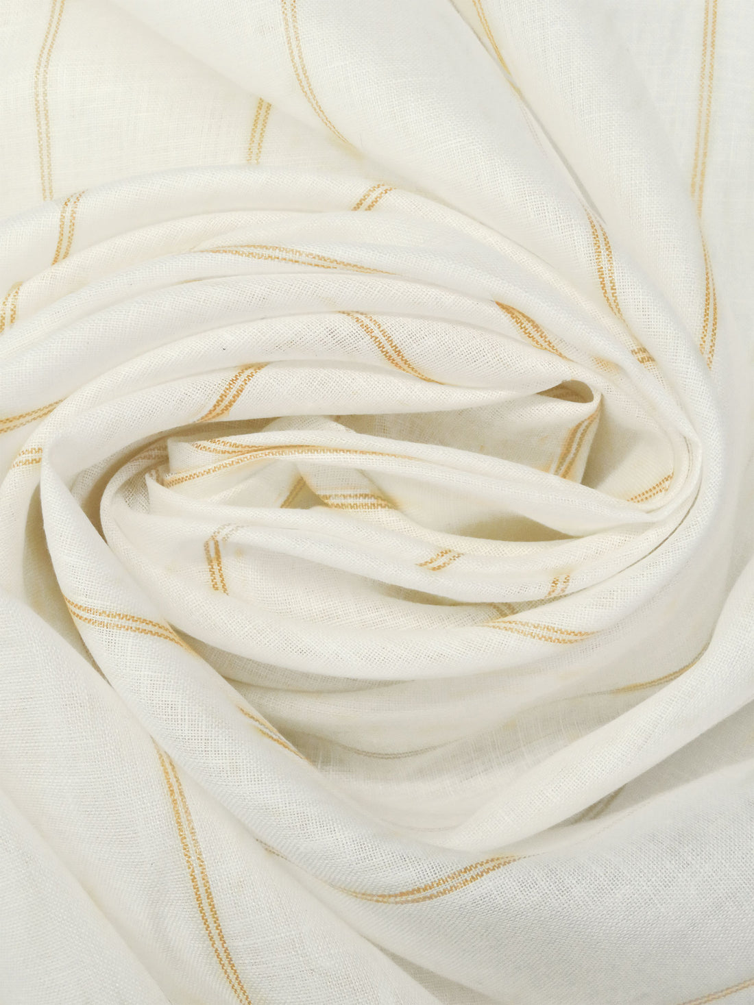 Off-White/Gold 100% Linen Vertical Stripe Weave Shirt Weight Woven - European Mill - 59W