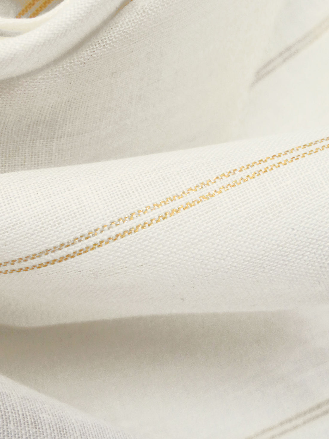 Off-White/Gold 100% Linen Vertical Stripe Weave Shirt Weight Woven - European Mill - 59W