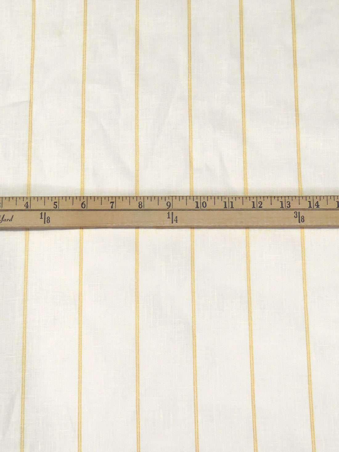 Off-White/Gold 100% Linen Vertical Stripe Weave Shirt Weight Woven - European Mill - 59W