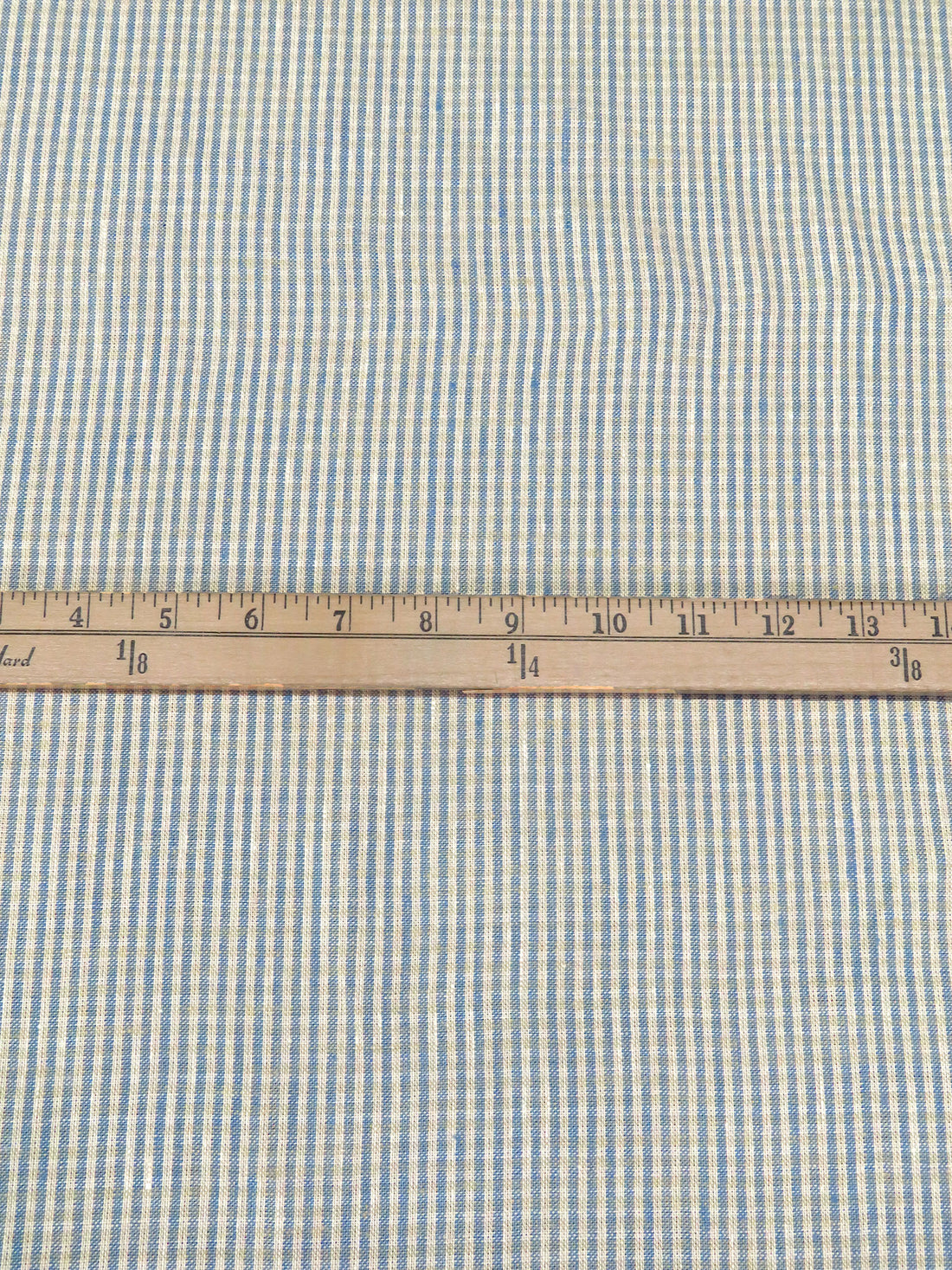 Steel Blue/Pale Misty Moss/Off-White/Multi 100% Linen Small Plaid Weave Mid-Weight Woven - European Mill - 60W