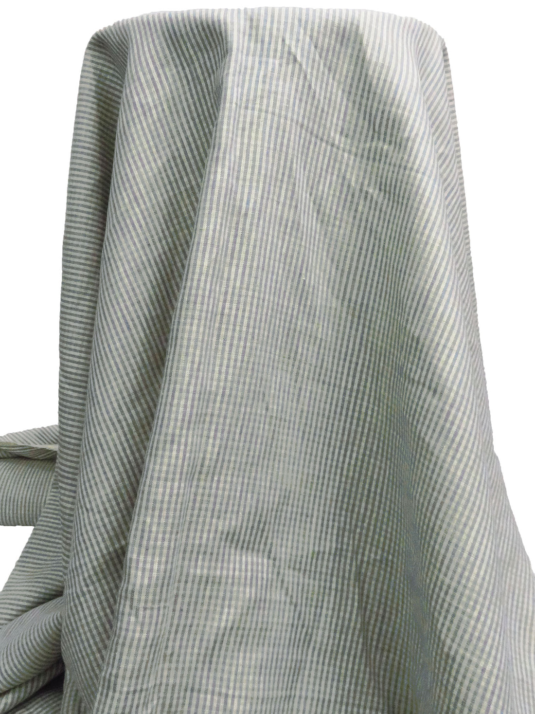 Steel Blue/Pale Misty Moss/Off-White/Multi 100% Linen Small Plaid Weave Mid-Weight Woven - European Mill - 60W