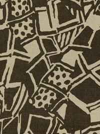 Carob Brown/Sandstone 100% Linen Abstract Print Canvas-Like Woven - European Mill - 58W