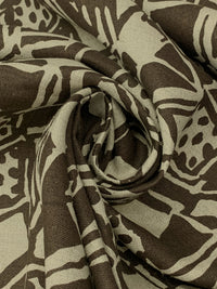 Carob Brown/Sandstone 100% Linen Abstract Print Canvas-Like Woven - European Mill - 58W