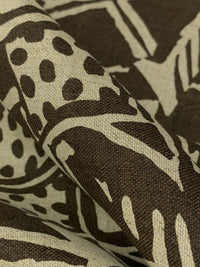 Carob Brown/Sandstone 100% Linen Abstract Print Canvas-Like Woven - European Mill - 58W