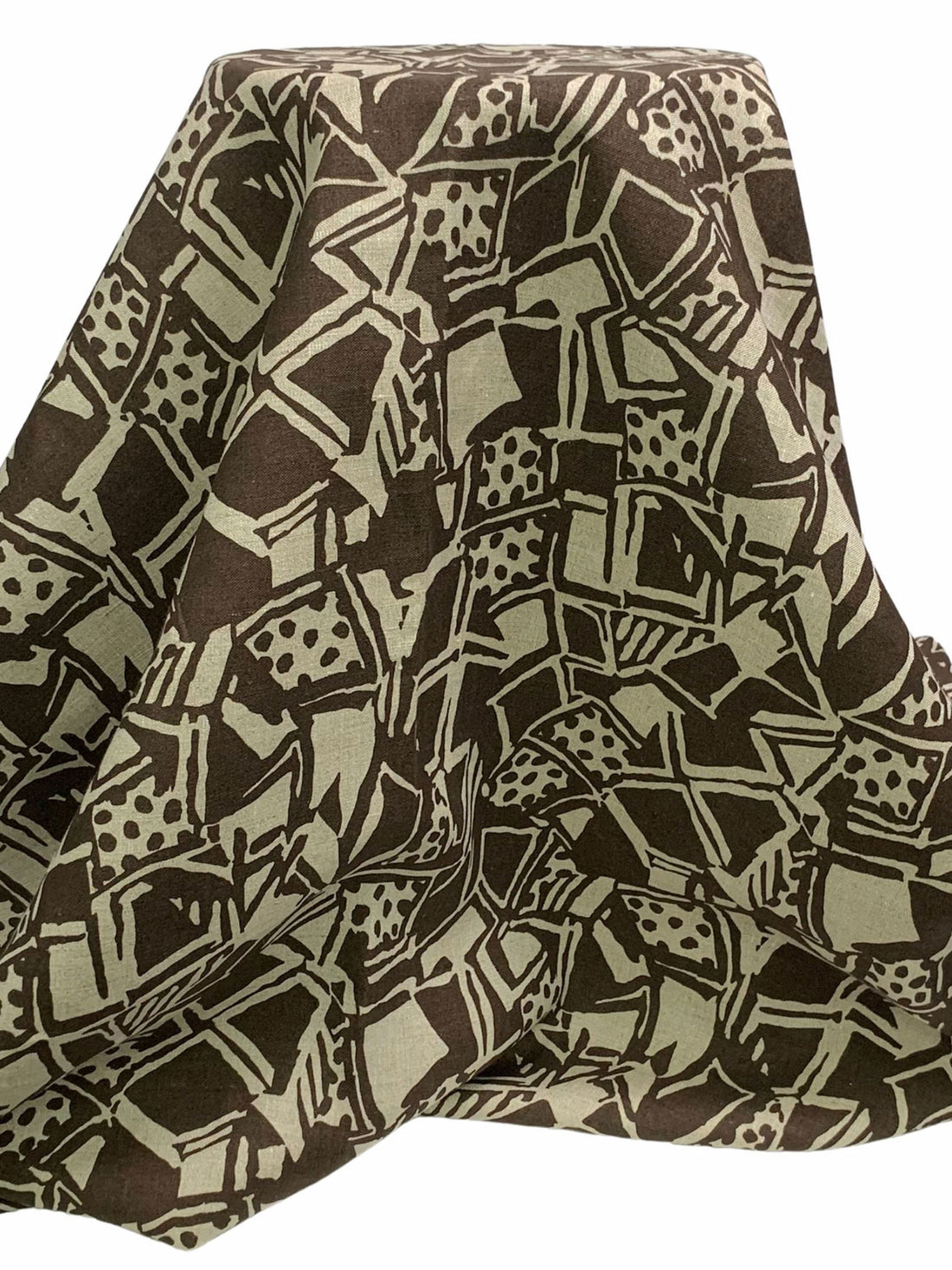 Carob Brown/Sandstone 100% Linen Abstract Print Canvas-Like Woven - European Mill - 58W