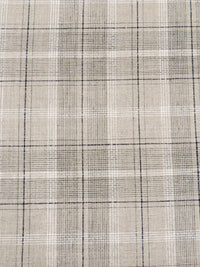 Off-White/Dark Vanilla/Dim Gray/Multi 100% Linen Yarn-Dyed Plaid Weave Shirt Weight Woven - European Mill - 60W