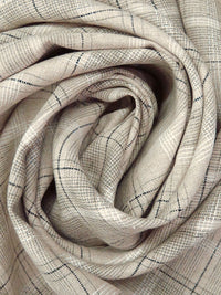 Off-White/Dark Vanilla/Dim Gray/Multi 100% Linen Yarn-Dyed Plaid Weave Shirt Weight Woven - European Mill - 60W