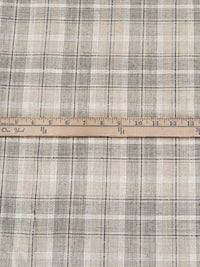 Off-White/Dark Vanilla/Dim Gray/Multi 100% Linen Yarn-Dyed Plaid Weave Shirt Weight Woven - European Mill - 60W