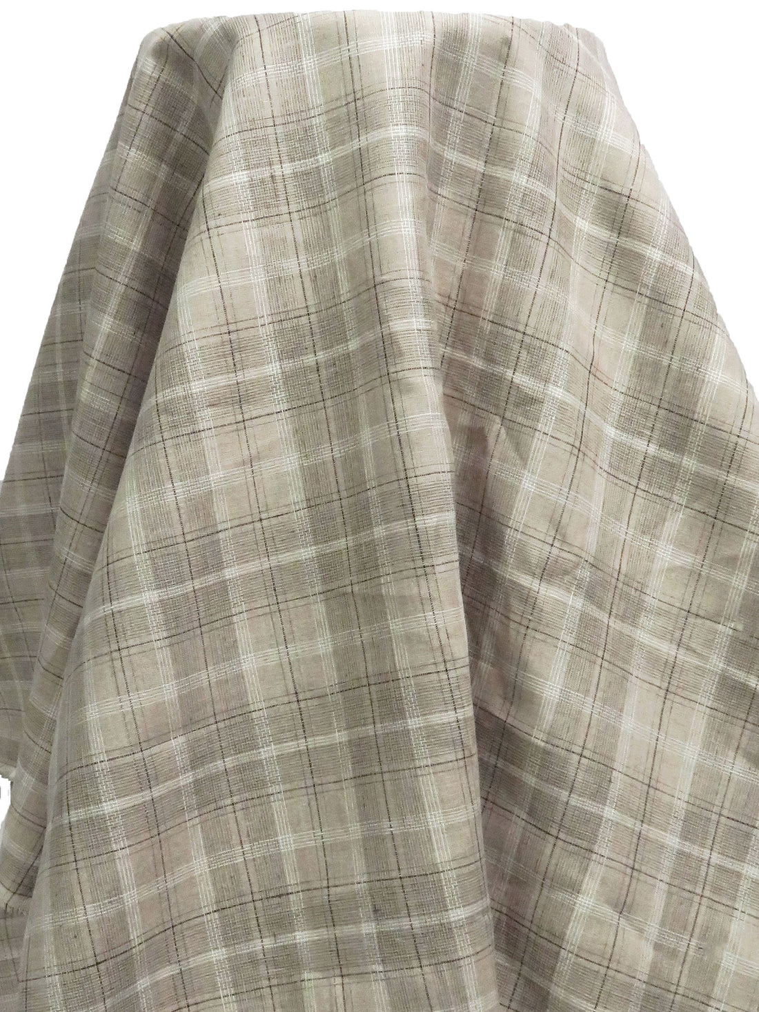 Off-White/Dark Vanilla/Dim Gray/Multi 100% Linen Yarn-Dyed Plaid Weave Shirt Weight Woven - European Mill - 60W