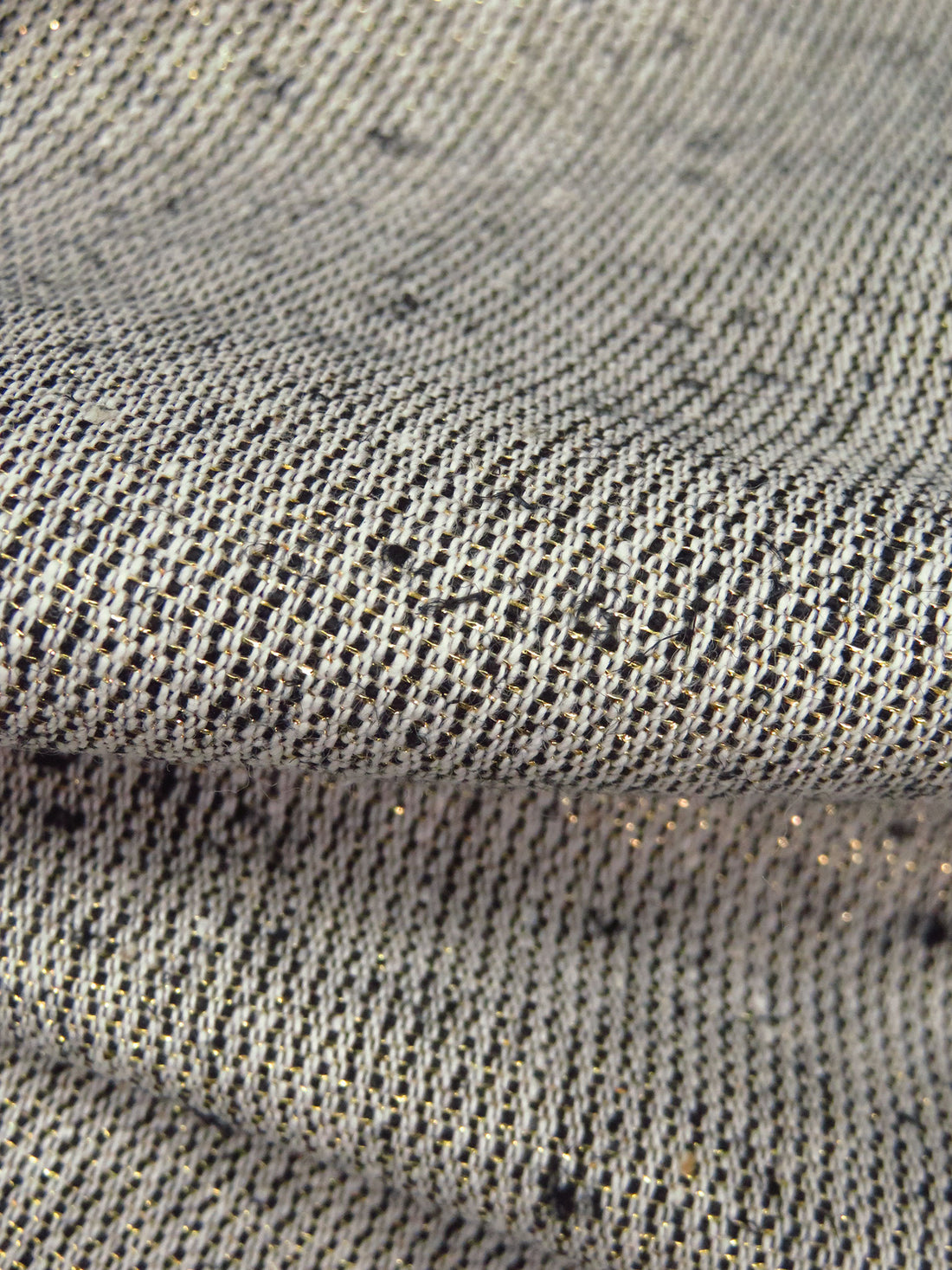 Off-White/Black/Gold Linen/Metallic Suiting - European Mill - 58W