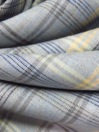 Sky Blue/Pastel Yellow/Light Stone Terrace/Multi 100% Linen Yarn-Dyed Plaid Weave Shirt Weight Woven - European Mill - 58W