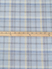 Sky Blue/Pastel Yellow/Light Stone Terrace/Multi 100% Linen Yarn-Dyed Plaid Weave Shirt Weight Woven - European Mill - 58W