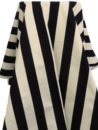 Beige Cream/Black 100% Cotton Vertical Stripe Print Canvas - Sevenberry By Robert Kaufman - 44W