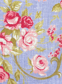 Light Coral/Misty Moss/Lavender Blue/Multi 100% Linen Decorative Floral Print Canvas-Like Woven - European Mill - 55W