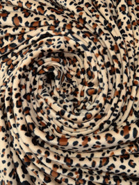 Banana Cream/Burnt Sienna/Charcoal Polyester/Lycra Animal Print Velour Knit - NY Designer - 72W